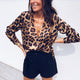 2019 Spring Women Elegant Party Loose Casual Shirt Street Style Leopard Print Deep V Long Sleeve Blouse