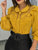 2019 Summer Elegant Women Fashion Yellow Leisure Stylish Patchwork Casual Shirt Peter Pan Collar Mesh Lace Insert Blouse