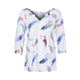 2019 Summer Spring Feather Print T Shirt Femme Causal T Shirt Women Top Female T Shirt Long Sleeve White Black T-shirt Woman