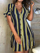 2019 Summer Women Elegant Fashion Leisure Blouse Ladies Long Top Brief Striped Ruffles Cuff Buttoned Shirt