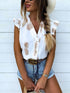 2019 Summer Women Elegant Vacation Leisure Top Female Holiday Girls Sweet Shirt Pineapple Print Flutter Sleeve Casual Blouse