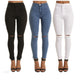 2019 Summer and Autumn Women Destroyed Denim Jeans Skinny Hole Pants High Waist Stretch Jeans Slim Pencil Trousers