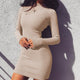 2019 Winter Solid Dress Women Sexy Night Club Bodycon Turtleneck Warm Solid Color Dress Tight buttocks Mini Dress Size S-XL