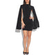 2019 Women Elegant Sexy Cocktail Party Mini Dresses Glitter Open Back Billowing Split Sleeves Cape Dress