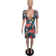 2019 Women Floral Print Short Sleeve Criss Cross Back Frill Hem Shift Dress Streetwear Sheath Mini Summer Party Dress