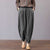 2019 Women Spring Korean Loose Elastic Waist Pant Vertical Striped Cotton Linen Harem Pants Autumn Trousers Ankle-Length Pants