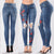 2019 new fashion casual commuter shopping hole embroidery high elastic denim pants pants trousers women
