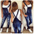 2019 new hole fashion stretch one-piece denim straps feet pants hole slim slim jeans casual jeans plus size 3xl