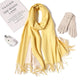 2019 winter women scarf fashion solid soft cashmere scarves for ladies pashmina shawls and wraps bandana female foulard Tassel