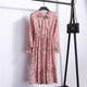 29 Colors Beautiful Fashion Spring Autumn Women Long Sleeve Dress Retro Collar Casual Slim Dresses Floral Printing Chiffon Sexy