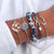 4 Pcs/ Set Classic Arrow Knot Round Crystal Multilayer Adjustable Open Bracelet Set Women Fashion Party Jewelry Multiple Styles