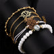 4 Pcs/ Set Classic Arrow Knot Round Crystal Multilayer Adjustable Open Bracelet Set Women Fashion Party Jewelry Multiple Styles
