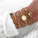 4 Pcs/set Women's Fashion Crystal Leaves Geometric Chain Gold Bracelet Set Bohemian KISS WIFE Vintage Jewelry Wholesale