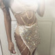 AKYZO 2017 Luxury Rhinestone Chain Alloy Skirt Women A Line Sexy Nightclub Handmade Shining Open Fork Package Hip Mini Skirts