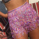 AKYZO 2019 Luxury Sequined Tassel Skirt Women Silver A Line Sexy Shining Nightclub Wear Lady Beach Mini Skirts