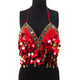 AKYZO Bling beading summer beach short top tees Backless sash punk crop top women Sexy sequin tassel performance cami