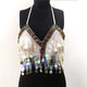 AKYZO Bling beading summer beach short top tees Backless sash punk crop top women Sexy sequin tassel performance cami