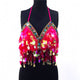 AKYZO Bling beading summer beach short top tees Backless sash punk crop top women Sexy sequin tassel performance cami