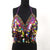 AKYZO Bling beading summer beach short top tees Backless sash punk crop top women Sexy sequin tassel performance cami