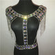 AKYZO Boho Bling Gems Crystal Tassel Chain Tank Tops Women 2019 Sexy Summer Beach Hollow Out Cropped Nightclub Party Crop Top