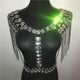 AKYZO Boho Bling Gems Crystal Tassel Chain Tank Tops Women 2019 Sexy Summer Beach Hollow Out Cropped Nightclub Party Crop Top