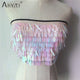 AKYZO Strapless Tassel Fringe Sequin Crop Top Women Fashion Party Bandage Short Top Sexy Holiday Summer Beach Cami