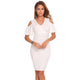 AL'OFA  Bodycon Party Dress Women V Neck Cold Shoulder Short Flare Sleeve Solid Slim Elegant Summer Cocktail Dress Formal Gowns