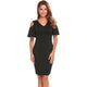 AL'OFA  Bodycon Party Dress Women V Neck Cold Shoulder Short Flare Sleeve Solid Slim Elegant Summer Cocktail Dress Formal Gowns