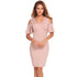 AL'OFA  Bodycon Party Dress Women V Neck Cold Shoulder Short Flare Sleeve Solid Slim Elegant Summer Cocktail Dress Formal Gowns