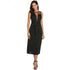 AL'OFA Women Long Cocktail Dresses O-Neck Short Sleeveless Hollow Patchwork Sexy Party Dress Female Clothing