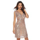 AL'OFA Women Sexy Cocktail Dress Solid V-Neck Sleeveless Sequins High Waist Dress Party Gown Homecoming Dresses
