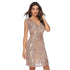 AL'OFA Women Sexy Cocktail Dress Solid V-Neck Sleeveless Sequins High Waist Dress Party Gown Homecoming Dresses