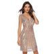 AL'OFA Women Sexy Cocktail Dress Solid V-Neck Sleeveless Sequins High Waist Dress Party Gown Homecoming Dresses