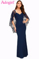 Adogirl Sexy V Cut Open Back Lace Cape Sleeve Maxi Evening Gown Fashion Women Mermaid Prom Formal Party Dresses Long Vestidos