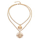 AlphaGal Ailend pendant necklace bohemian female double-layer necklace retro gold carved coin necklace jewelry new 2019