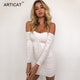 Articat Women Autumn Winter Bandage Dress Women 2018 Sexy Off Shoulder Long Sleeve Slim Elastic Bodycon Party Dresses Vestidos