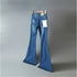 Autumn 2019 Gray Black Low Waist Flare Jeans Boyfriend Jeans For Women Denim Skinny Jeans Woman Female Wide Leg Pants
