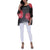 Autumn Tops For Women 2019 Casual O-neck Batwing Sleeve Blouse Women Top And Blouses Three Quarter Print Beige Blouse Shirt