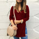 Autumn Winter Women Fashion Long T Shirt 2018 Long Sleeve Tee Shirt Tops Side Slit Casual V Neck Tshirt Camiseta Feminina Gray
