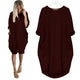 Autumn Womens dresses Pocket Loose Dress Ladies O Neck Casual long girl Tops Dress female fashion big vestido