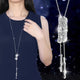 BYSPT Zircon Black Rose Flower Long Necklace Sweater Chain Fashion Metal Chain Crystal Flower Pendant Necklaces Adjusted
