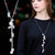 BYSPT Zircon Black Rose Flower Long Necklace Sweater Chain Fashion Metal Chain Crystal Flower Pendant Necklaces Adjusted