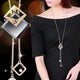 BYSPT Zircon Black Rose Flower Long Necklace Sweater Chain Fashion Metal Chain Crystal Flower Pendant Necklaces Adjusted