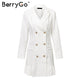 BerryGo Office lady solid women's blazer dress Elegant ruffle casual blazer 2018 Autumn winter double-breaste slim blazer dress