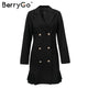BerryGo Office lady solid women's blazer dress Elegant ruffle casual blazer 2018 Autumn winter double-breaste slim blazer dress