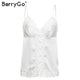 BerryGo Sexy lace white satin camis summer camisole Spaghetti strap pink tank tops women Elegant buttons streetwear ladies shirt