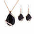 Black Crystal Earrings Necklaces Sets Gold Color Jewelry Sets for Women Geometric Design Wedding Jewelry 2PCS Jewelry Sets