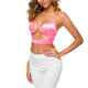 Black Pink Spaghetti Strap Zipper Camis Hollow Out Deep V Neck Backless Crop Top Sexy Ladies Slim Camisole High Street Summer