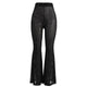 Black Shiny Sequined Long Pants Mesh See Through High Waist Flare Pants Sexy Ladies Slim Trousers Clubwear Party New Arrival