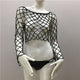 Bling Diamonds See Through Fishnet Crop Top Women Sexy Summer Beach Sun Proof Clothing Rave Festival Tank Tops Party Clubwear